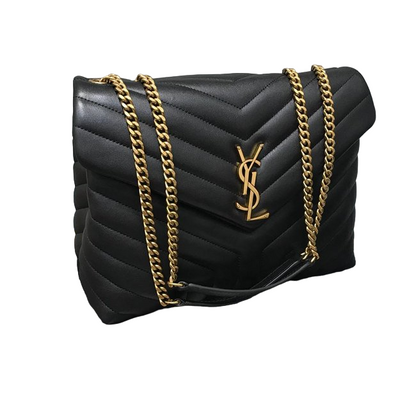 College Monogram Black Gold Crossbody Bag