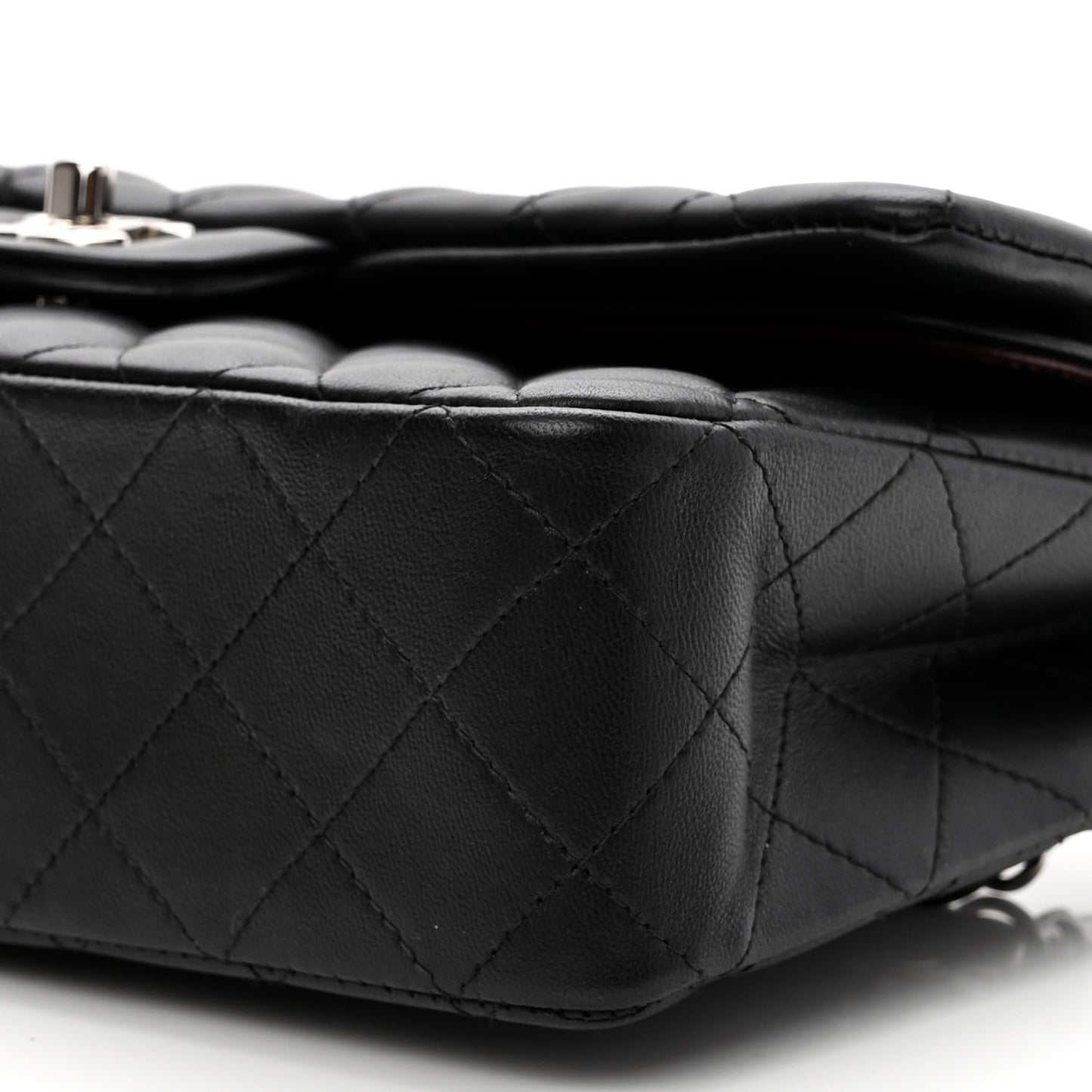 Lambskin Quilted Medium Double Flap Black