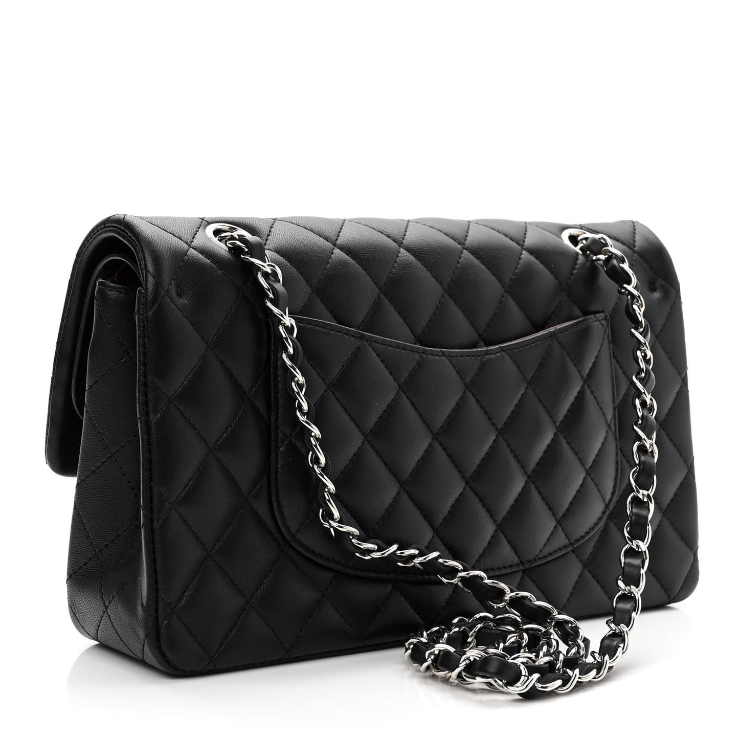 Lambskin Quilted Medium Double Flap Black